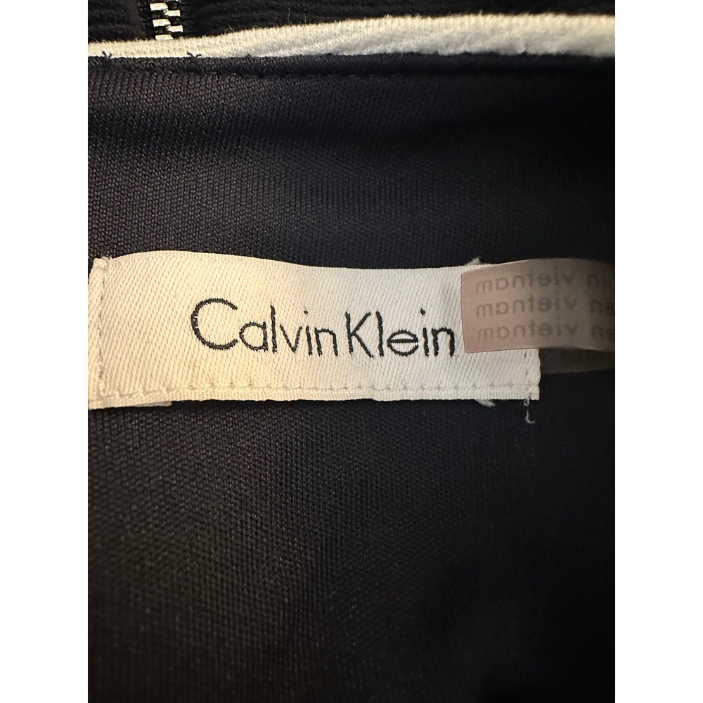 Calvin Klein Women's Blue White Striped Sleeveless Classic Sheath Dress 4 - Picture 8 of 9
